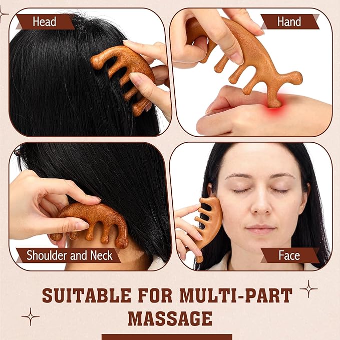 LemonRoad 12 Pack Wooden Scalp Massager Natural Sandalwood Wide Tooth Combs Wooden Scalp Massage Combs Bulk for Hair Growth Hair Care (Sea Lion&ampClassic)