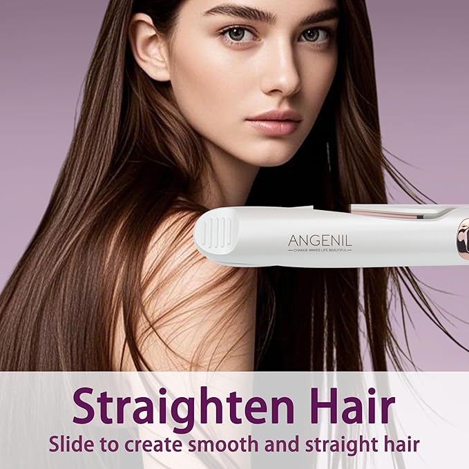 ANGENIL Pro Tourmaline Ceramic Twist Hair Straightener Dual Voltage Flat Iron Curling Iron in One Round Flat Iron with Silicone Heat Resistant Mat LCD Display 11 Adjustable Temp 20S Fast Heating