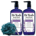 Dr Teal Lavender Body Wash 24oz 2-Pack with Premium Sponge - Relaxing and Hydrating Bath Essentials
