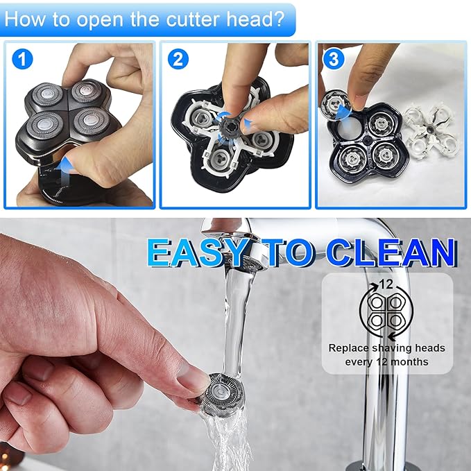 Shaver Replacement Blades compatible Skull Shaver for Pitbull Gold PRO/Pitbull Platinum Pro Shaver Heads (16 pcs)