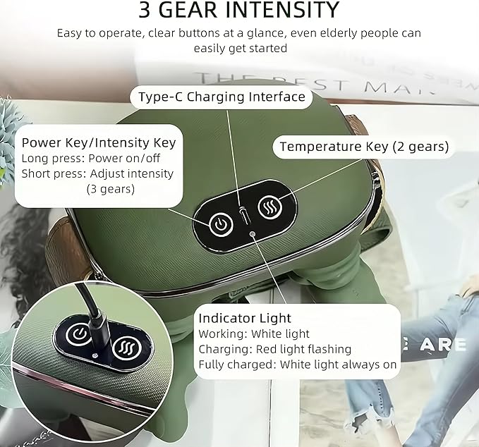 4D Shiatsu Neck Massager with Heat Wireless Deep Tissue Back &amp Shoulder Massager for Cervical Pain Relief Portable Rechargeable Kneading Massage Device for Home Office &amp Travel