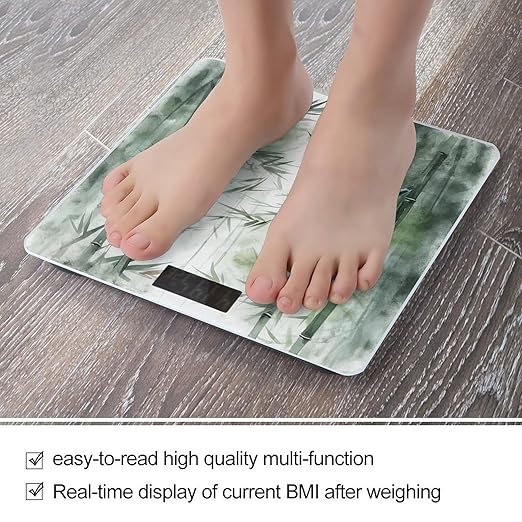 Green Bird Painting Scale for Body Weight Accurate Digital Bathroom Scale Toughened Glass High Precision Scales Smart Weight Scales with Large LCD Backlight Display Weighing Machine