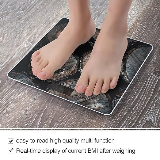 Round Cut Wood Smart Scale for Body Weight Accurate Bathroom Scale with LED Display Digital Weight Scales Weighing Machine High Precision Scales for Bath Home