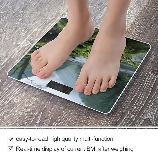 Densely Growing Plants Weight Scale Cute Bathroom Scale for Body Highly Accurate Digital Weighing Machine for People Compact LCD Display Scales with Sturdy Toughened Glass Scales