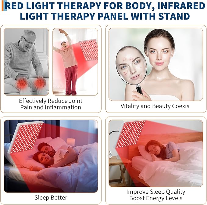 Large Panel Red Light Therapy Floor Lamp 225 LEDs Red Infrared Light Therapy Device for Full Body Home Use for Skin Rejuvenation Muscle Recovery and Joint Pain Relief