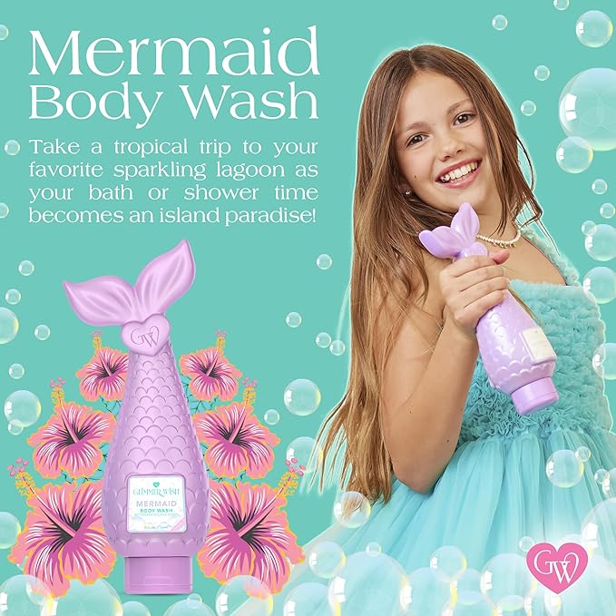 Glimmer Wish Mermaid Body Care Bundle – Shimmering Body Wash &amp Whipped Body Butter | Ocean Breeze Scent | Vegan Cruelty-Free Sulfate-Free Dermatologist Tested
