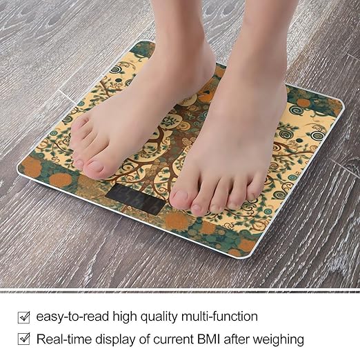 Tree of Life Bathroom Scale Rounded Smart Scale for Body Weight Automatic Power On/Off Weight Scales Accurate Bathroom Digital Scales for Pet Home Bedroom Kitchen