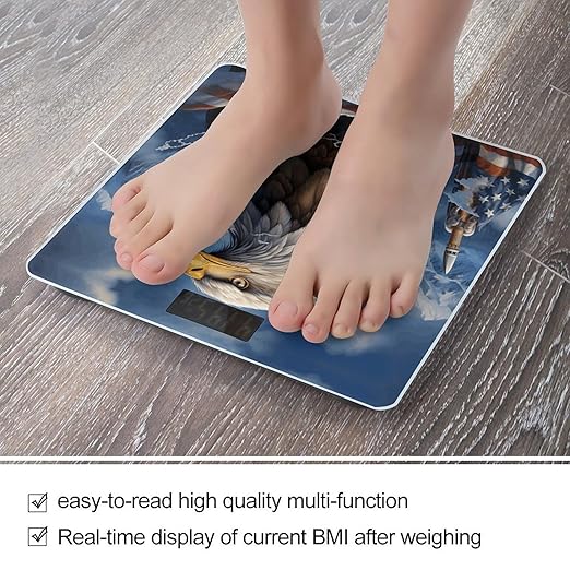 Eagle Bathroom Scale Rounded Smart Scale for Body Weight Automatic Power On/Off Weight Scales Accurate Bathroom Digital Scales for Pet Home Bedroom Kitchen
