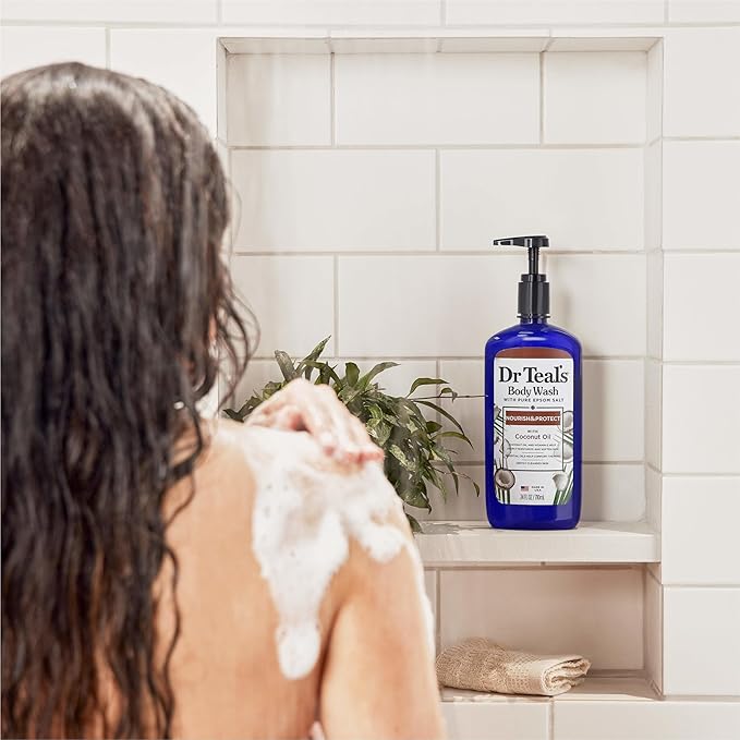Dr Teal's Body Wash with Pure Epsom Salt with Coconut Oil 24 fl oz (Pack of 4)
