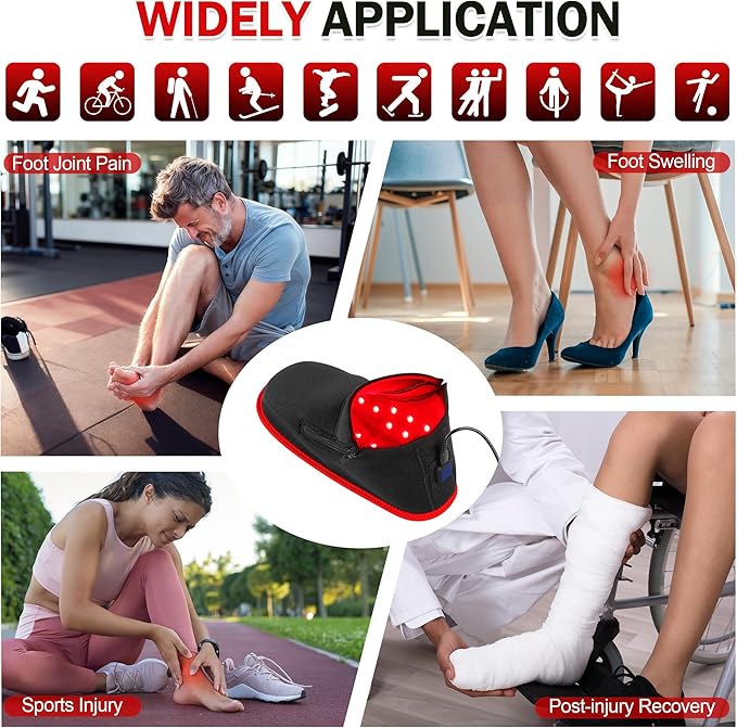 UTK Red Light Therapy for Feet 660nm &amp 850nm Infrared Red Light Therapy Shoe Full Wrapped for Foot Heel and Ankle with Pulse Mode (1 Pack)