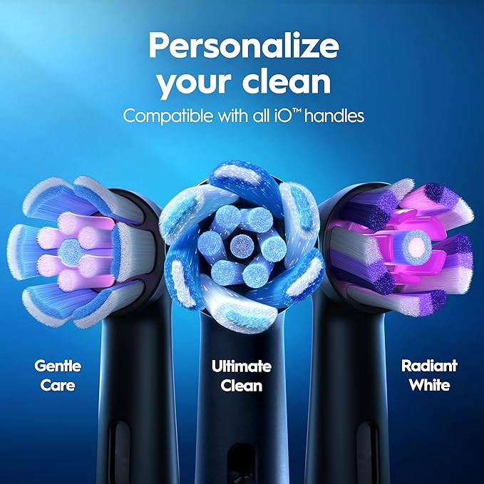 Oral-B Rechargeable Electric Toothbrush iO3 Limited Deep Clean 3 Cleaning Modes Visual Pressure Sensor to Protect Gums 2 Brush Heads Travel Case ICY Blue