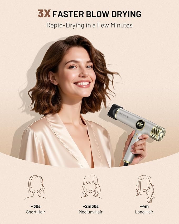 Infrared Ionic Hair Dryer with Diffuser - 2000W Dual Voltage Blow Dryer Gift for Women Fast Drying Frizz Control Lightweight &amp Low Noise Red Light &amp Negative Ions European Travel 110V-240