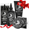 Bossman Essentials Beard Kit for Men Set of 3 - Beard Oil Jelly Fortifying Conditioner Cream Beard Balm - Grooming Growth Care Accessories - Gift Set for Men (Naked - Unscented)