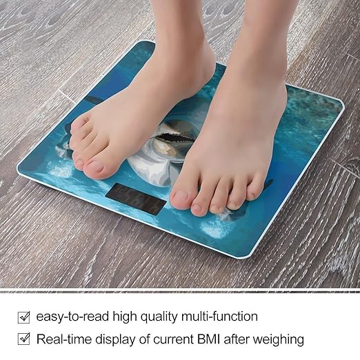 Funny Dolphin Looking at You Weight Scale Digital Electronic Scales Bathroom Scale Larg LCD Backlight Display High Precisio MeasurementsTempered Glass