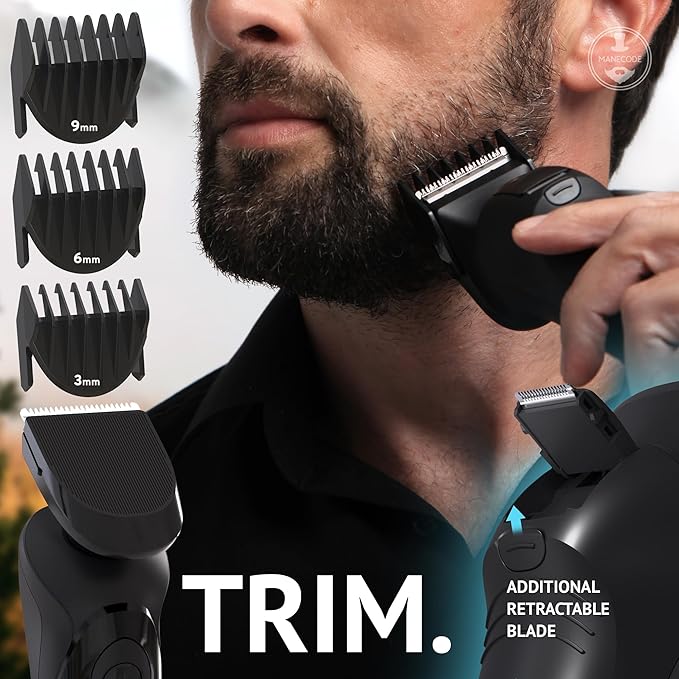 MANECODE® Electric Razor for Men - Shaver with Floating 8 Contouring Technology® and IQ Cleaning Sensor® (Travel Case)