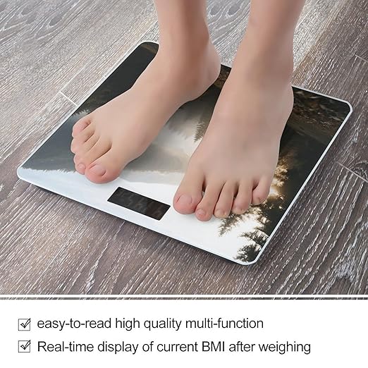 Digital Bathroom Scale for Body Weight Scale with Bright LCD Display High Accuracy Step-On Technology Auto On/Off Alpine Forest Digital Scales 400 Lbs /180kg