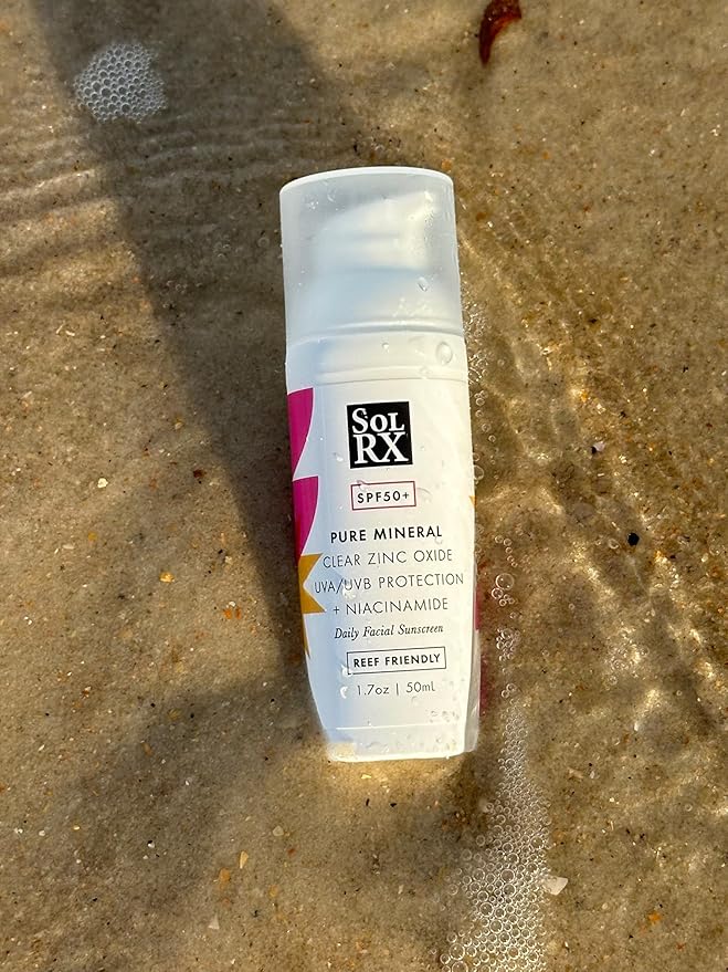 SolRX Pure Mineral SPF 50+ Face Sunscreen - 1.7oz Zinc Oxide Sunscreen with Niacinamide Daily Facial Sunscreen Reef Safe Sunscreen