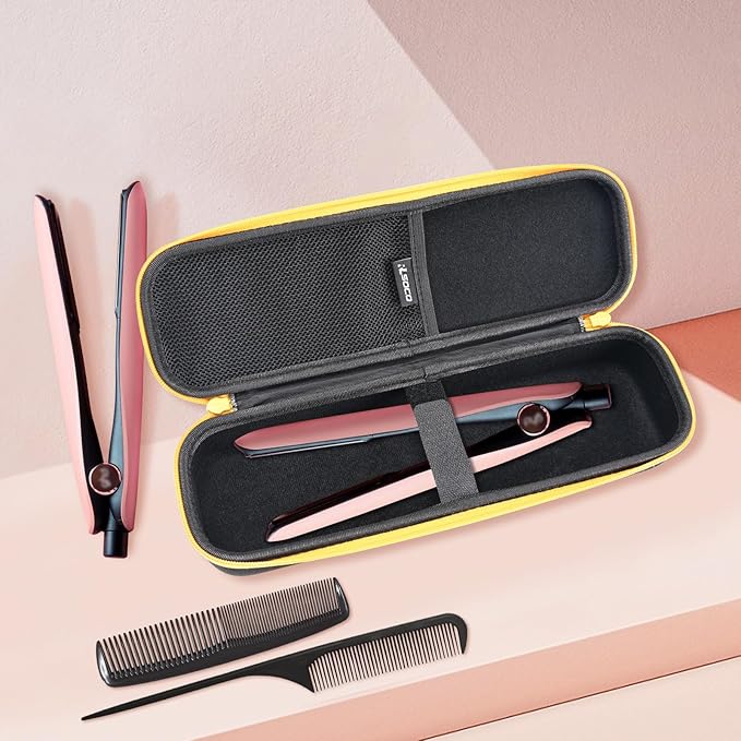 RLSOCO Hard Case for BaBylissPRO Nano Titanium &amp ghd Platinum+/Original/Gold Flat Iron Hair Straightener | Compact Design with YKK Zipper &amp Scratch Protection - Black (Case Only)