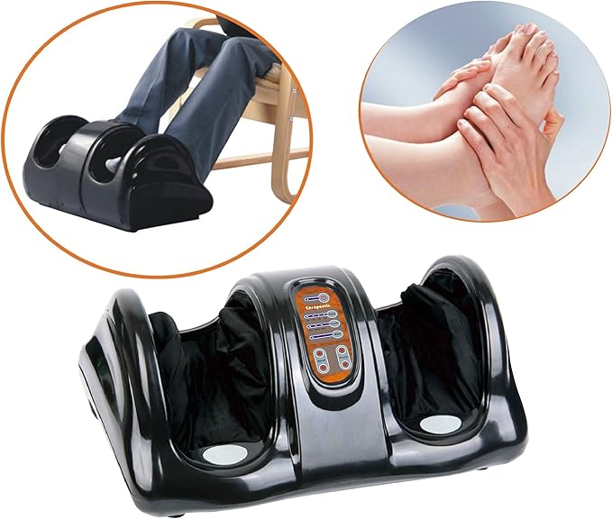 Carepeutic KH385L-B Deluxe Hand-touch Kneading Rolling Shiatsu Foot Massager for Tension and Fatigue Relief Black