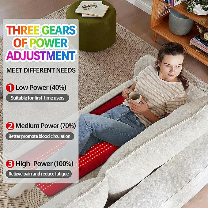 Far Infrared Therapy Mat with Red &amp Near Infrared Light Portable Red Light Therapy Blanket Dual Wavelength Red Light Pad for Pain Relief Improved Circulation