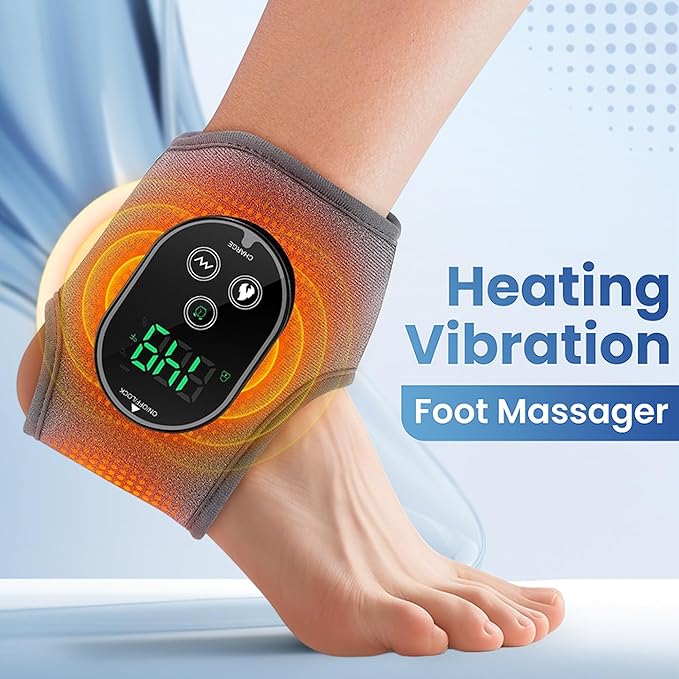 Cordless Foot &amp Ankle Massager with Heat3000mAh Long-Lasting Portable Heating Pad for Foot6 Heat &amp 3 Vibration LevelsRechargeable Ankle Relax for MenWomenSeniors