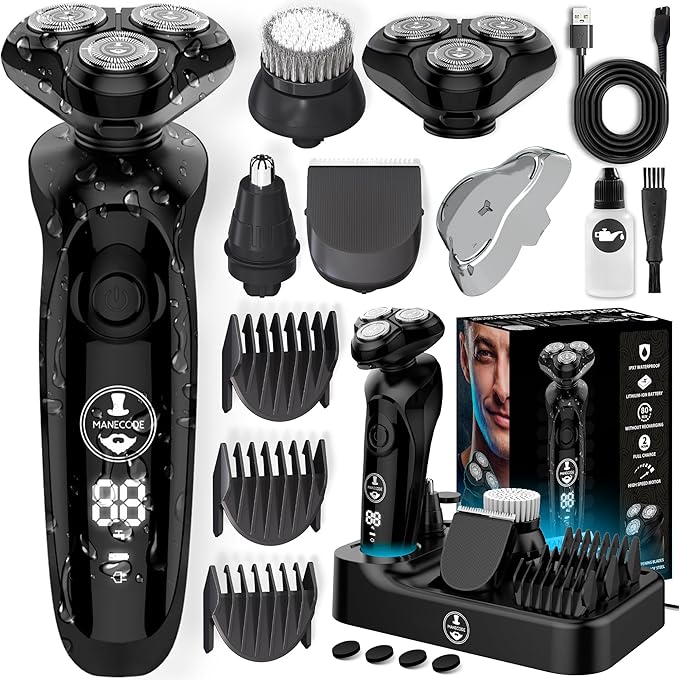 MANECODE® Electric Razor for Men - Shaver with Floating 8 Contouring Technology® and IQ Cleaning Sensor® (Charging Station)