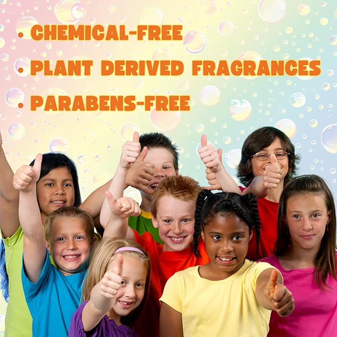 Kids Body Wash – Plant Based Gentle Moisturizer with Shea Butter – Safe for Sensitive Skin – Rainbow Drops – 3 Pack (8 oz Each)
