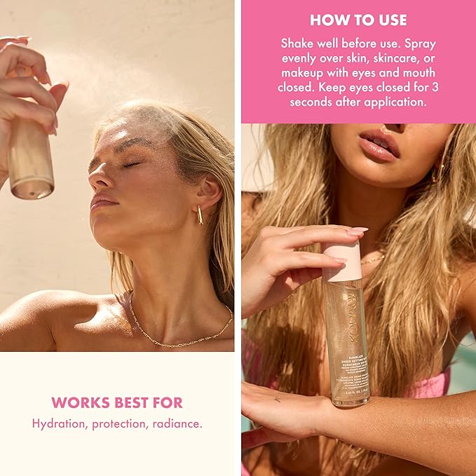 Kopari Pure Protect 100% Mineral Sunscreen Stick SPF 50+ &amp Sunglaze Sheer Setting Mist Sunscreen SPF 50