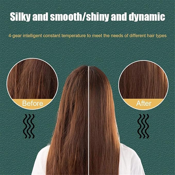 2025 New Negative Ion Hairs Straightener Styling Comb with 5 Temp 2 in 1 Hair Straightener Brush and Curler Portable Electric Straightening Comb Heated Hair Brush 10s Fast Heating Anti-Scald White