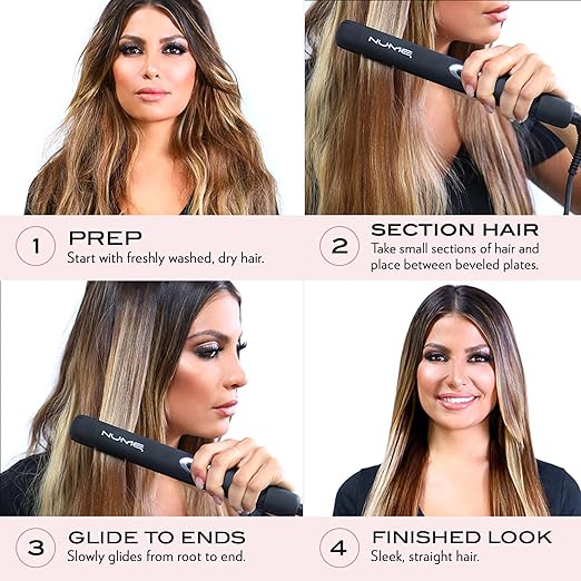 NuMe Megastar Hair Straightener Tourmaline Flat Iron–1 Inch Floating Plates with Negative Ion Booster Infrared Light Strip Ideal for All Hair Types – Ultra-Smooth and Shiny Results
