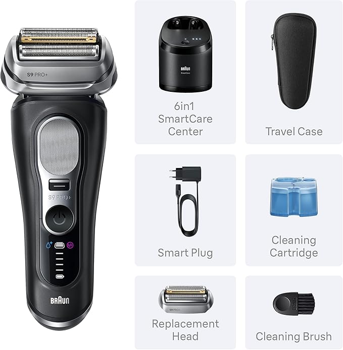 Braun Series 9 PRO+ Electric Shaver Pro SensoAdapt 6in1 SmartCare Center Wet &amp Dry Razor 9660CCPS Black