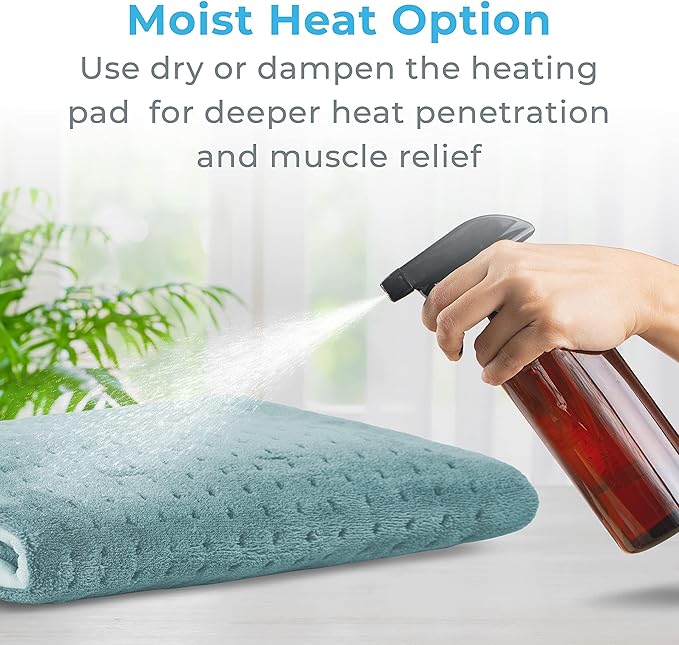 Pure Enrichment PureRelief Ultra-Wide Microplush Heating Pad - 20” x 24” XXL Size &amp 6 Heat Settings for Temporary Neck Shoulder &amp Back Pain Relief - Moist Heat Option &amp Machine Washable (
