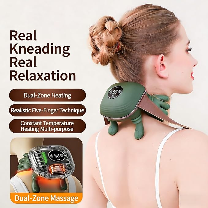 Neck Massager with Heat Neck Massager for Pain Relief Deep Tissue with 3 Modes Cordless Massager for Home Office Travel Neck and Shoulder Massager