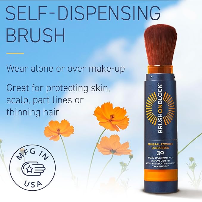 Brush On Block SPF 30 Mineral Powder Sunscreen New Formula With Niacinamide Hyaluronic Acid &amp Vitamin C Broad Spectrum Water Resistant Translucent For All Skin Types Reef Friendly Mfg in
