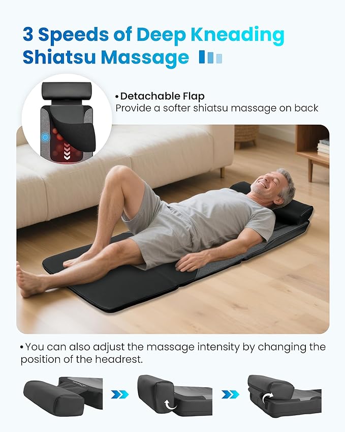 COMFIER HSA Eligible Shiatsu Full Body Massage Mat with Heat FSA Back Massage Pad for Pain Relief Deep Tissue Kneading &amp Vibration Heating Chair Massager for Recliner Sofa Bed Gifts for Men Wo