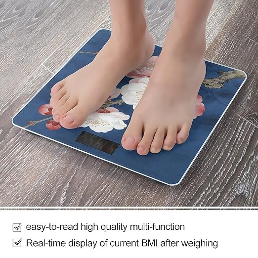 Clear Blue Spring Breeze Weight ScaleClear LED Display Bathroom Digital Weighing ScaleTempered Glass Digital Bathroom Scale for Body Weight Capacity Up to 400 Lbs