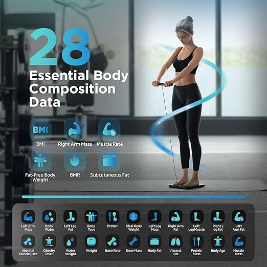 Posture Scale for Body Weight and Fat Digital Bathroom Scale BMI Weighing Bluetooth Body Fat Scale 8 Electrode Smart Body Fat Scale Full Body Composition Analyzer with Voice Prompt