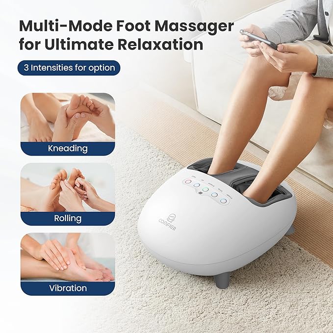 COMFIER Shiatsu Foot Massager with Heat Kneading and Vibration Heated Foot Feet Massager for Neuropathy Plantar Fasciitis