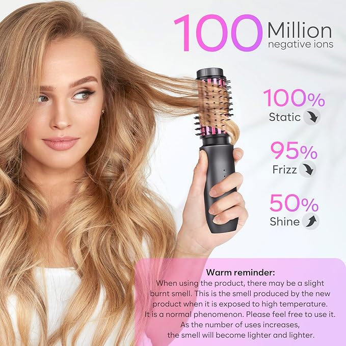 Cordless Curling Iron Brush 2024 New Portable Travel Curling Iron Mini Brush for Women 7000Mah USB Rechargeable Curling Wand Brush with Negative Ion Gray