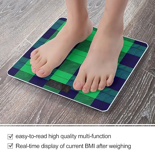 Digital Bathroom Weighing Scale Energy Saving Scale Smart Scale for Body Weight Black Green Scottish Tartan Plaid