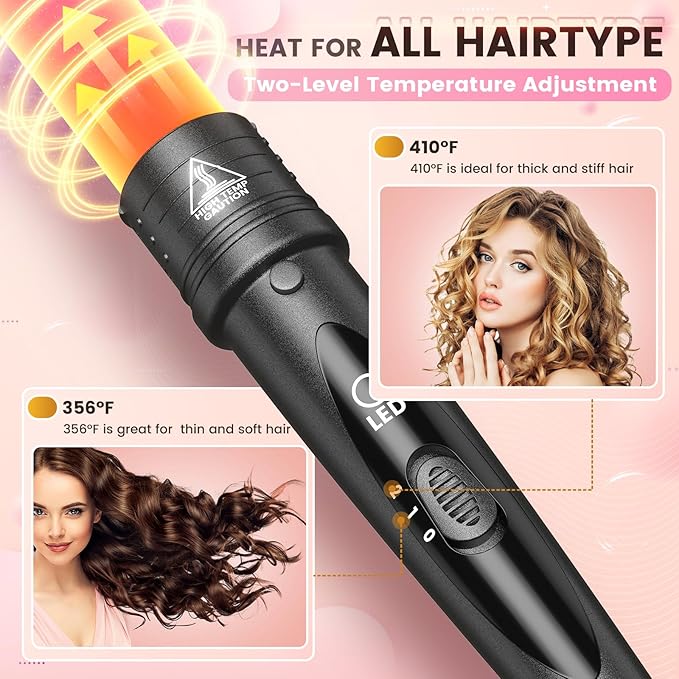 5 in 1 Curling Iron Wand Set Hair Curling Iron Interchangeable Ceramic Barrels (0.35 to 1.25 Inch) Barrel Heat Protective Glove 2 Clips Dual Voltage Hair Curler for Girls Women Gift - Rose Gold