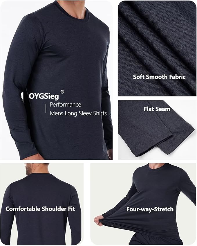 6/7 Pack Men's Quick Dry Long Sleeve Shirts UPF 50+ UV Sun Protection SPF Shirt Moisture Wicking T-Shirt for Casual Workout