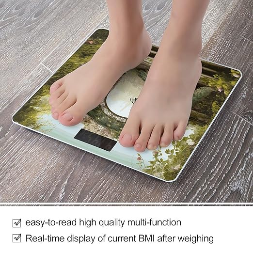 Garden Arched Door Peacock Weight Scale Digital Electronic Scales Bathroom Scale Larg LCD Backlight Display High Precision MeasurementsTempered Glass
