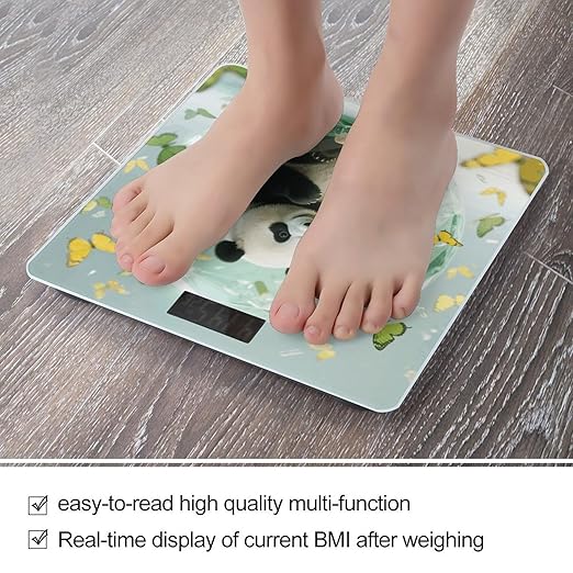 Green Crystal Storm Panda Weight Scale Cute Bathroom Scale for Body Highly Accurate Digital Weighing Machine for People Compact LCD Display Scales with Sturdy Toughened Glass Scales