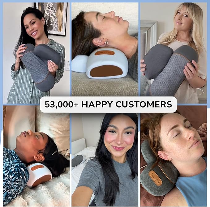 Original TheraPillow – 3-in-1 Neck Massager Pillow with Heat &amp Gentle Traction | Relaxing Neck &amp Shoulder Support with Vibration Massage Wireless Design &amp USB-C Charging