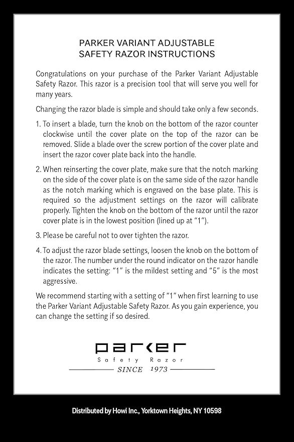 The Parker Variant ADJUSTABLE Double Edge Safety Razor and 105 Blade BUNDLE (GRAPHITE)