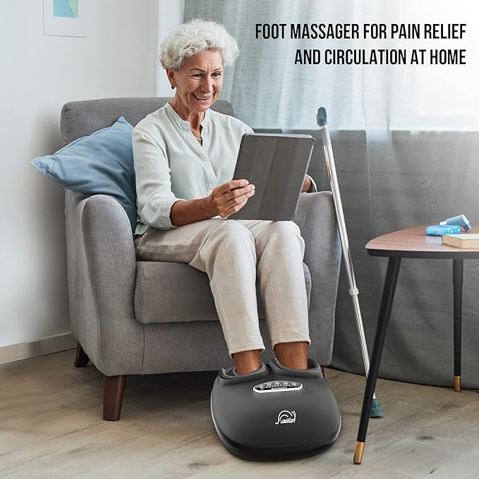 Snailax Shiatsu Foot Massager with Heat Deep Kneading Compression Vibration Feet Massager Machine for Plantar Fasciitis Neuropathy Foot Warmer Under Desk Size 13 Gifts for Men Women