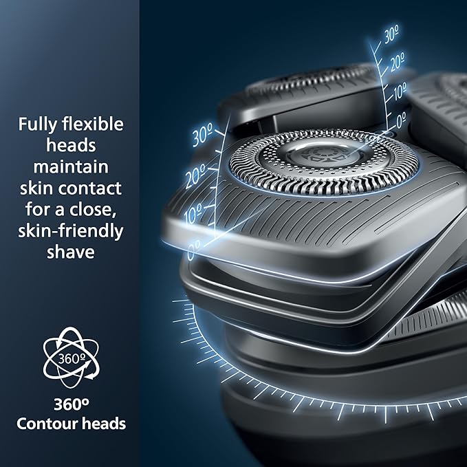 Philips Rechargeable Wet/Dry Electric Shaver Series 9000 with SenseIQ and Comfort Glide Ring Technology Battery Powered Silver