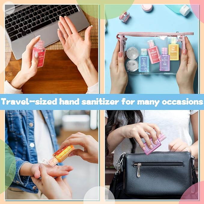 Frienda 24 Pcs Inspirational Mini Hand Sanitizers Bulk 1 Fl oz Travel Size Scented Hand Sanitizer Assorted Scents Employee Appreciation Gifts for Coworker Staff Teacher Nurse Office Thank You Gifts