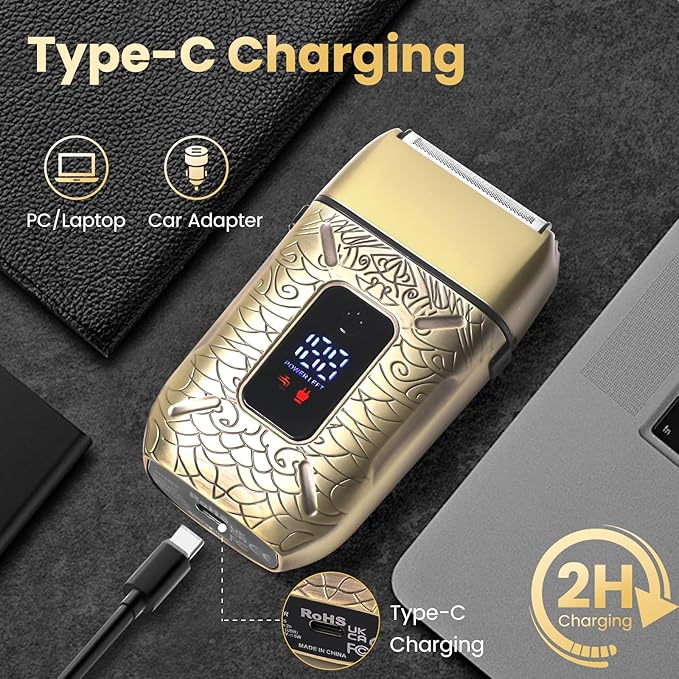Foil Shavers for Men Electric Razor with Triple Blades LED Display Cordless Rechargeable Shavers for Men Men's Foil Shaver for Close Shave Dry &amp Wet Shave